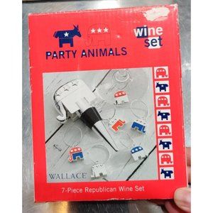 Wallace Party Animals Republican Silver Plated Wine Set Election Function Host